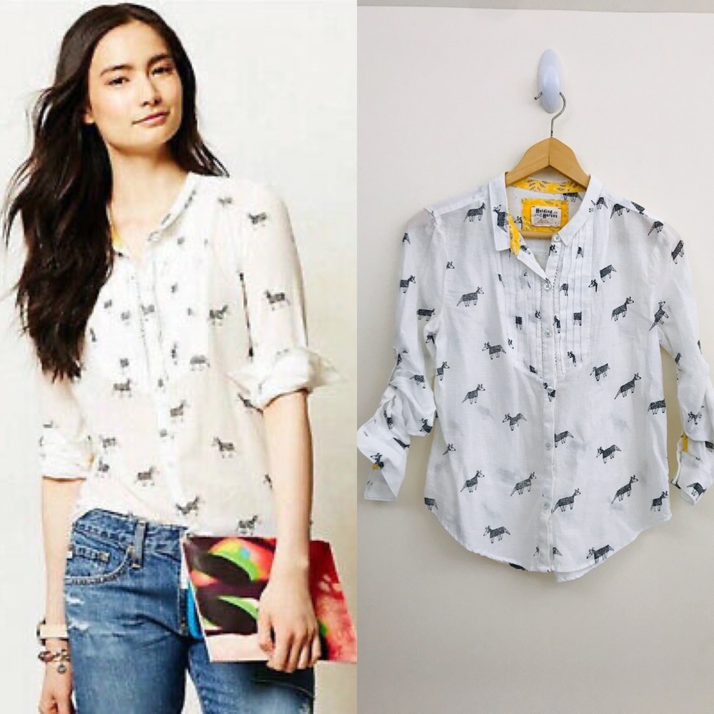 Holding Horses Zebra Graphic Button Down Shirt